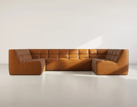 Canapé modulable panoramique 7 places en simili Alya