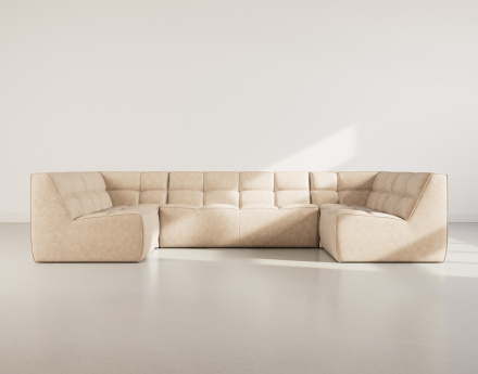 Canapé modulable panoramique 7 places en simili Alya