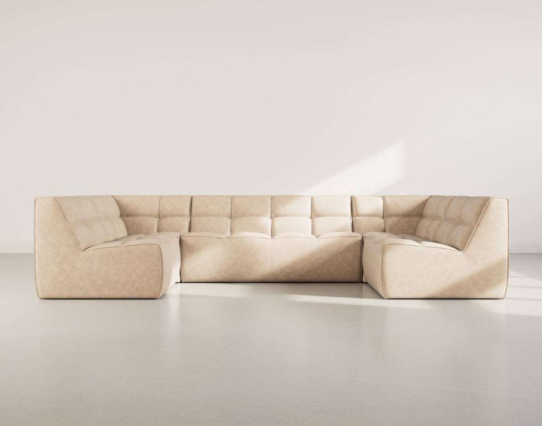 Canapé modulable panoramique 7 places en simili Alya