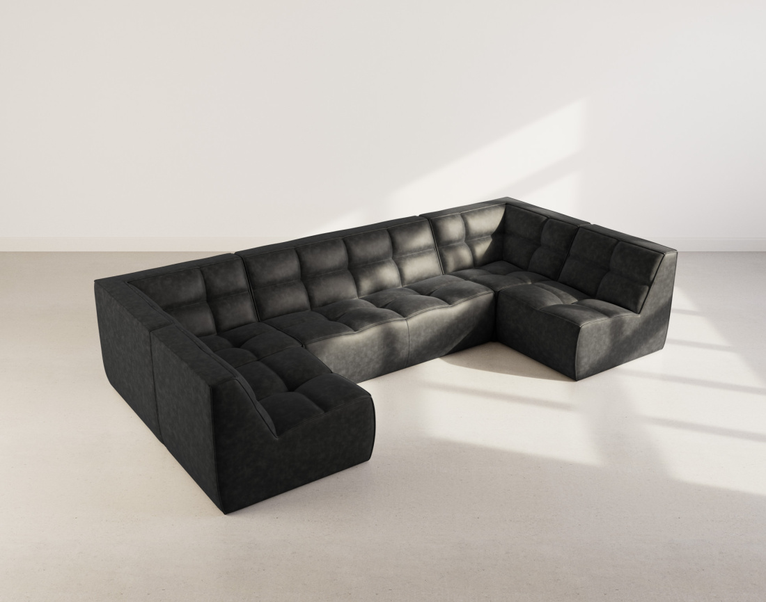 Canapé modulable panoramique 7 places en simili Alya