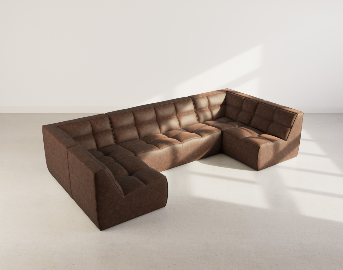 Canapé modulable panoramique 7 places en simili Alya