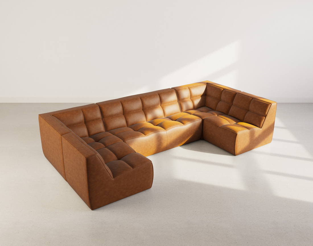 Canapé modulable panoramique 7 places en simili Alya