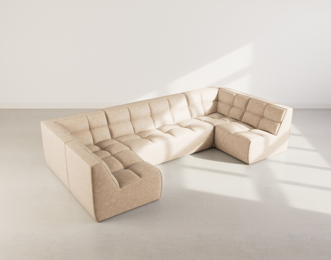 Canapé modulable panoramique 7 places en simili Alya