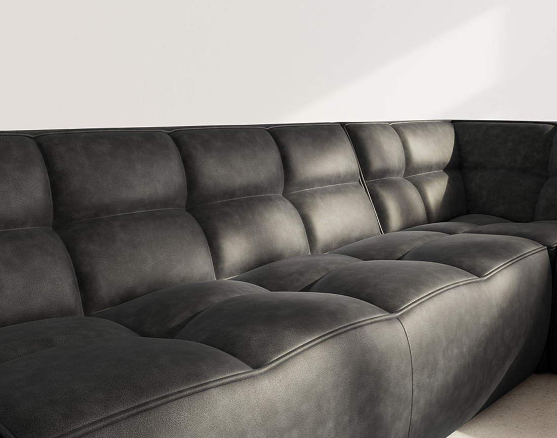 Canapé modulable panoramique 7 places en simili Alya