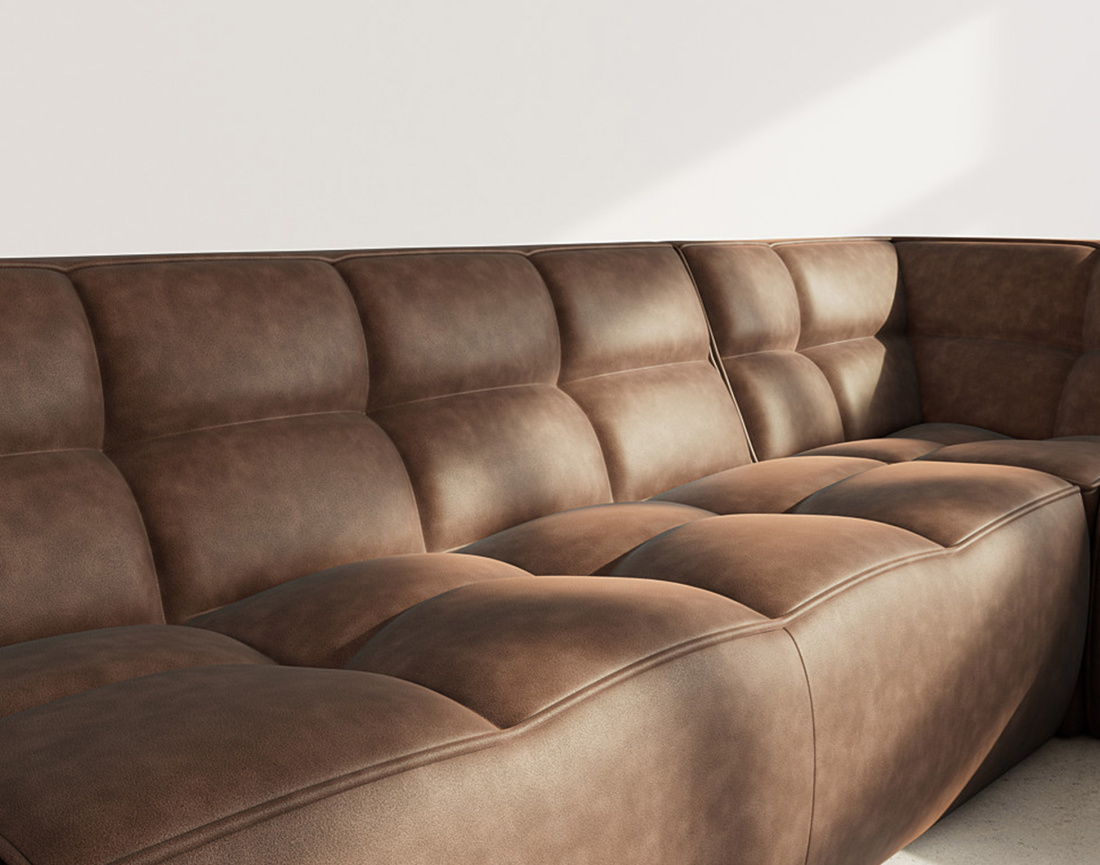 Canapé modulable panoramique 7 places en simili Alya