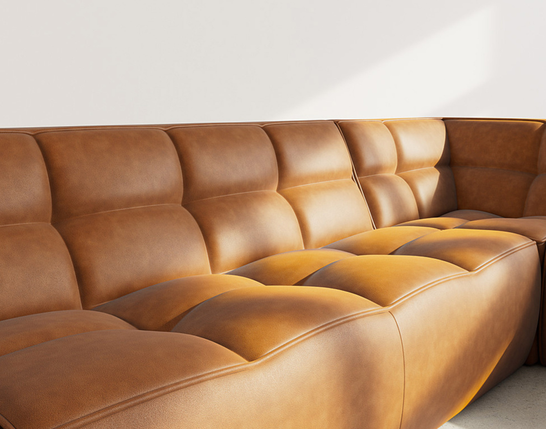 Canapé modulable panoramique 7 places en simili Alya