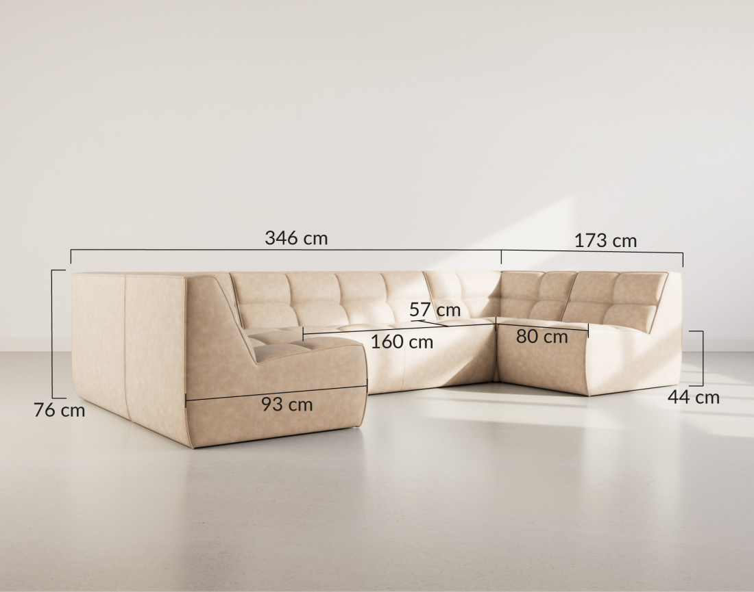Canapé modulable panoramique 7 places en simili Alya