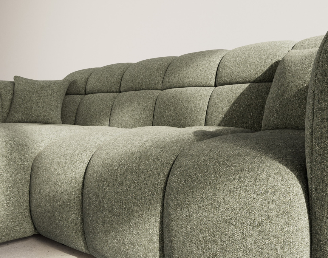 Canapé d'angle gauche 4 places en tissu texturé Mini Ray