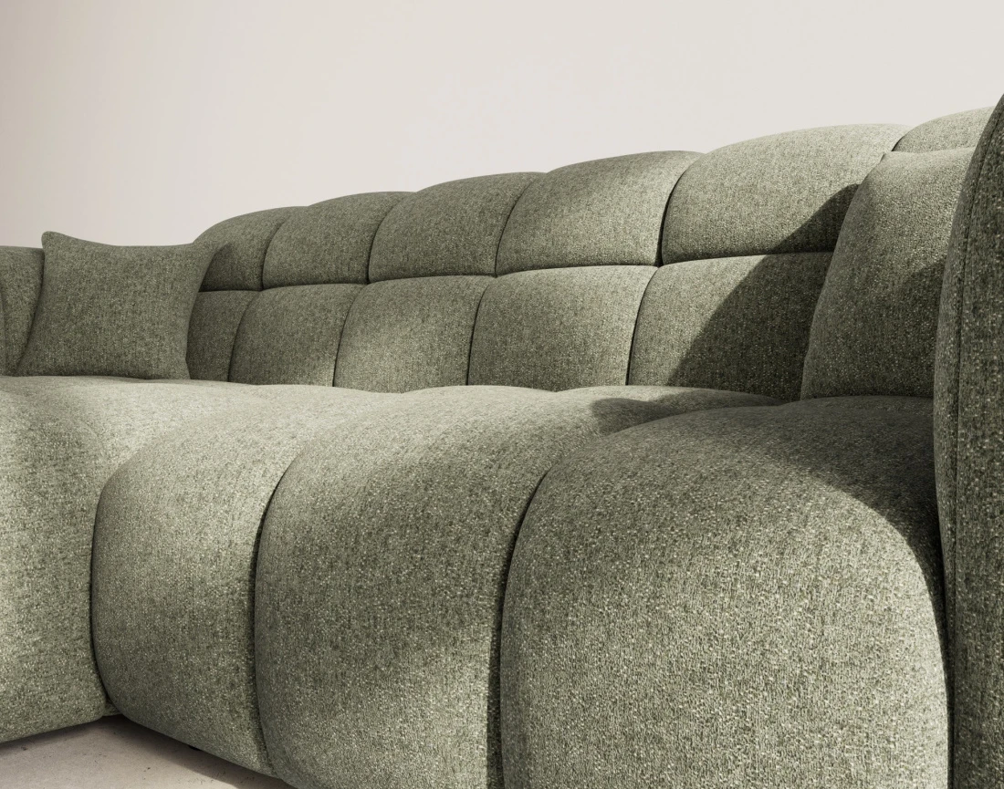 Canapé d'angle gauche 4 places en tissu texturé Mini Ray