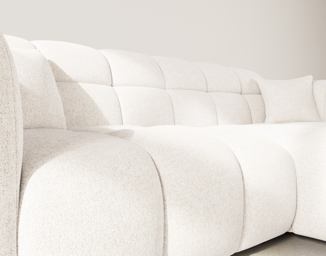 Canapé d'angle droit 4 places en tissu texturé Mini Ray