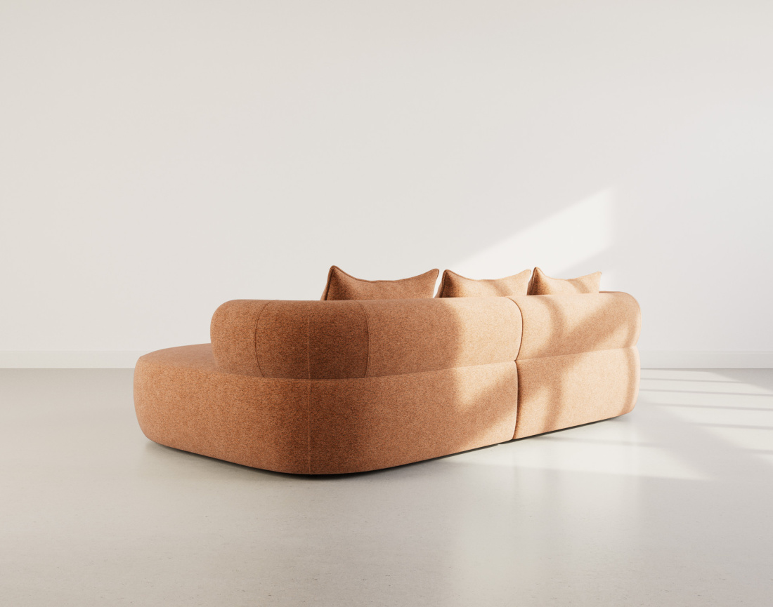 Angela - canapé d'angle droit 4 places en velours texturé