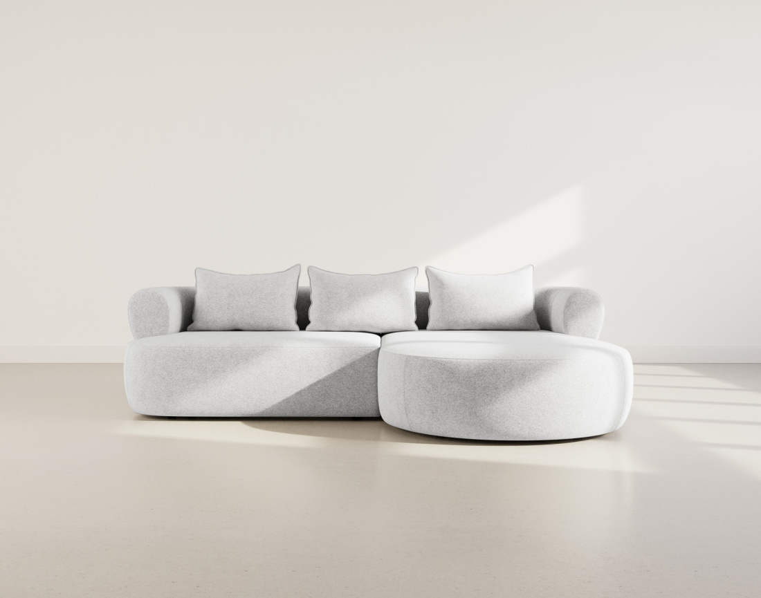 Angela - canapé d'angle droit 4 places en velours texturé