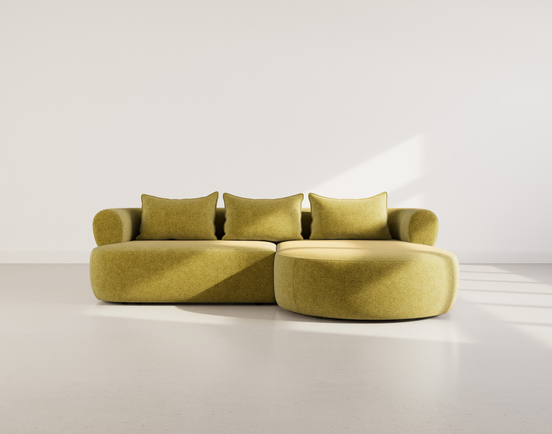 Angela - canapé d'angle droit 4 places en velours texturé