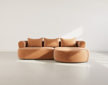 Angela - canapé d'angle droit 4 places en velours texturé