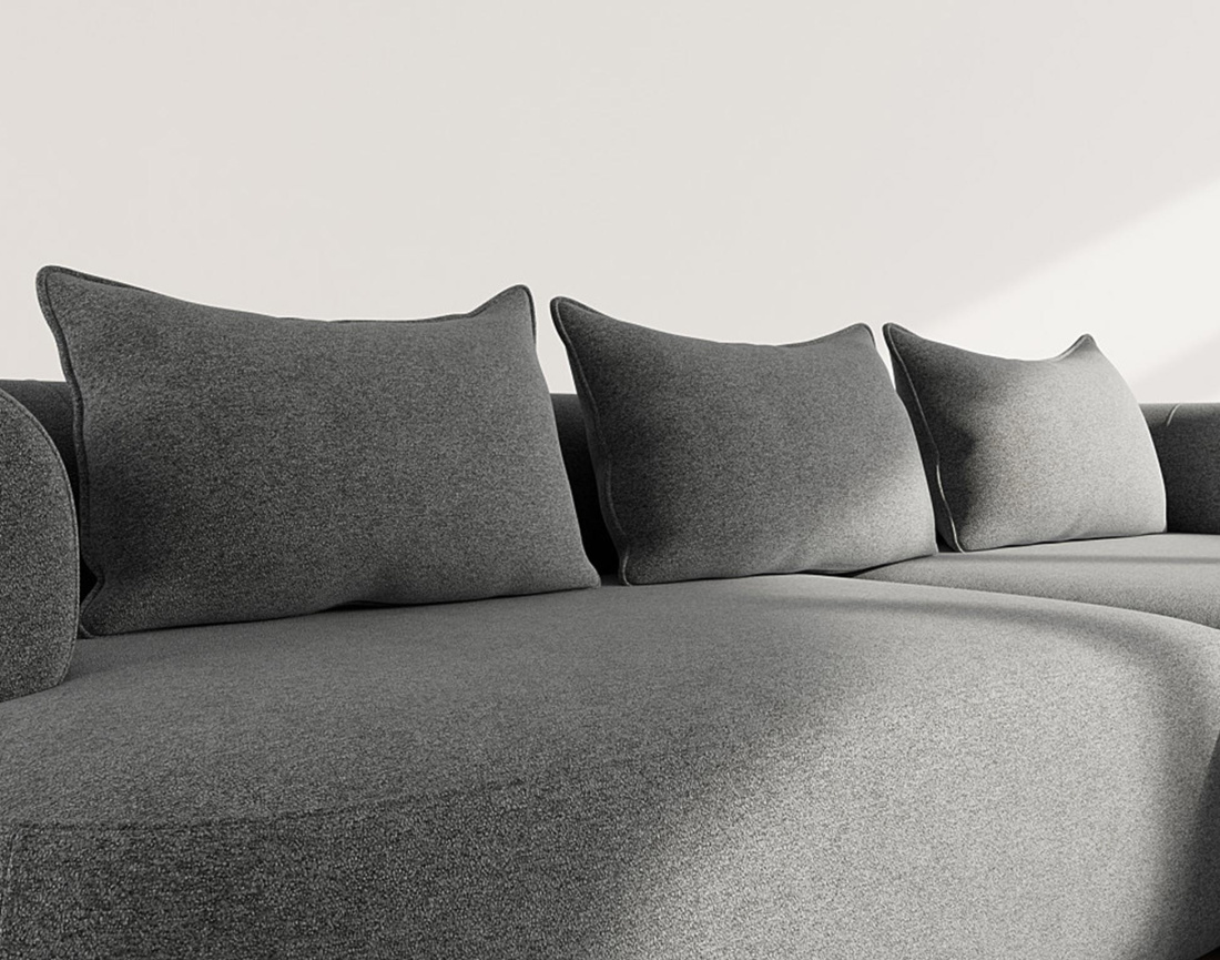 Angela - canapé d'angle droit 4 places en velours texturé