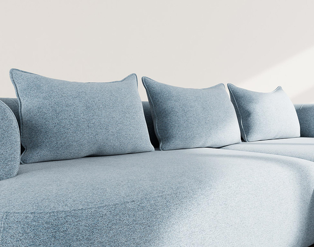 Angela - canapé d'angle droit 4 places en velours texturé