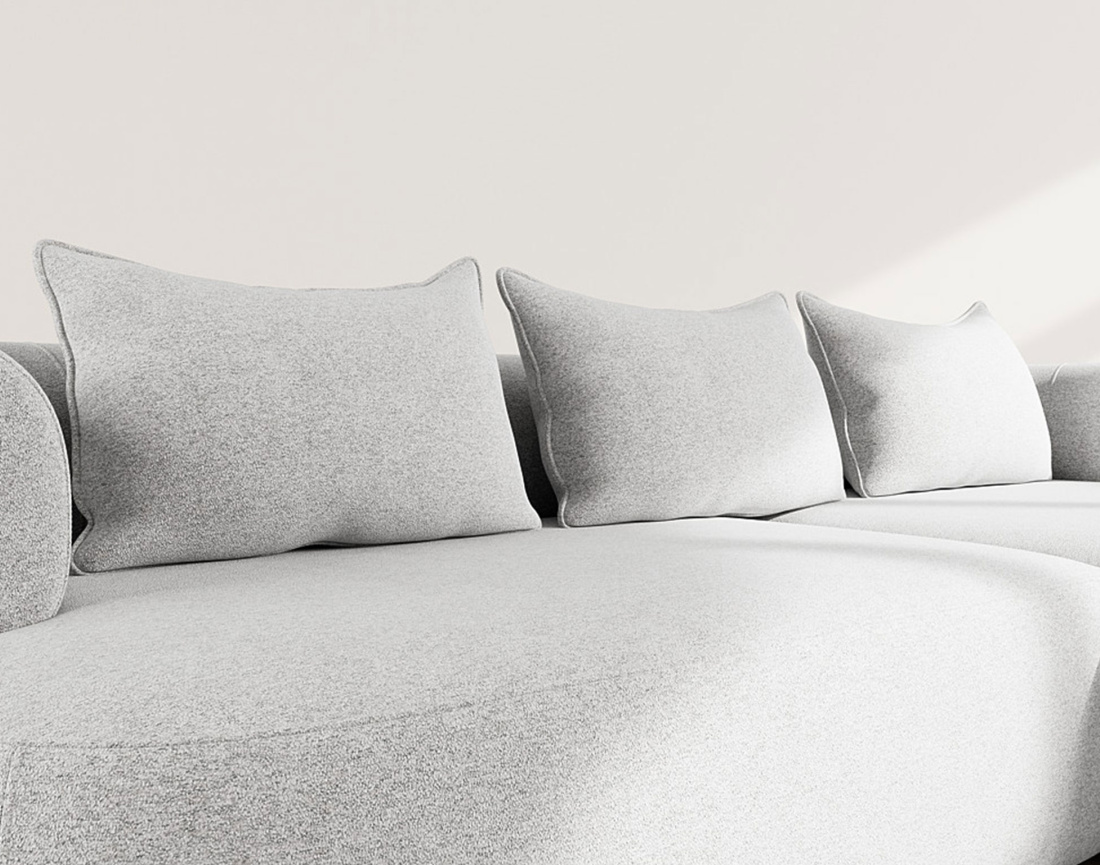 Angela - canapé d'angle droit 4 places en velours texturé