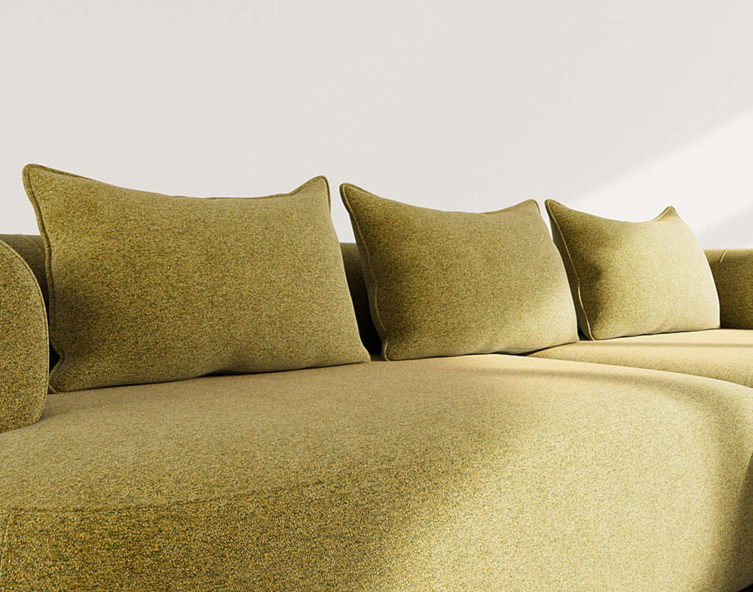 Angela - canapé d'angle droit 4 places en velours texturé