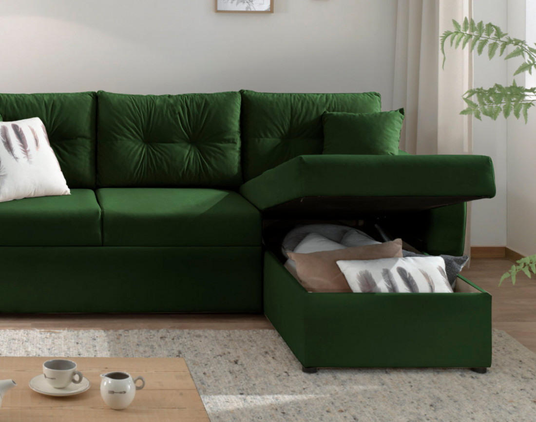Canapé convertible Astoria 4 places avec coffre - angle réversible