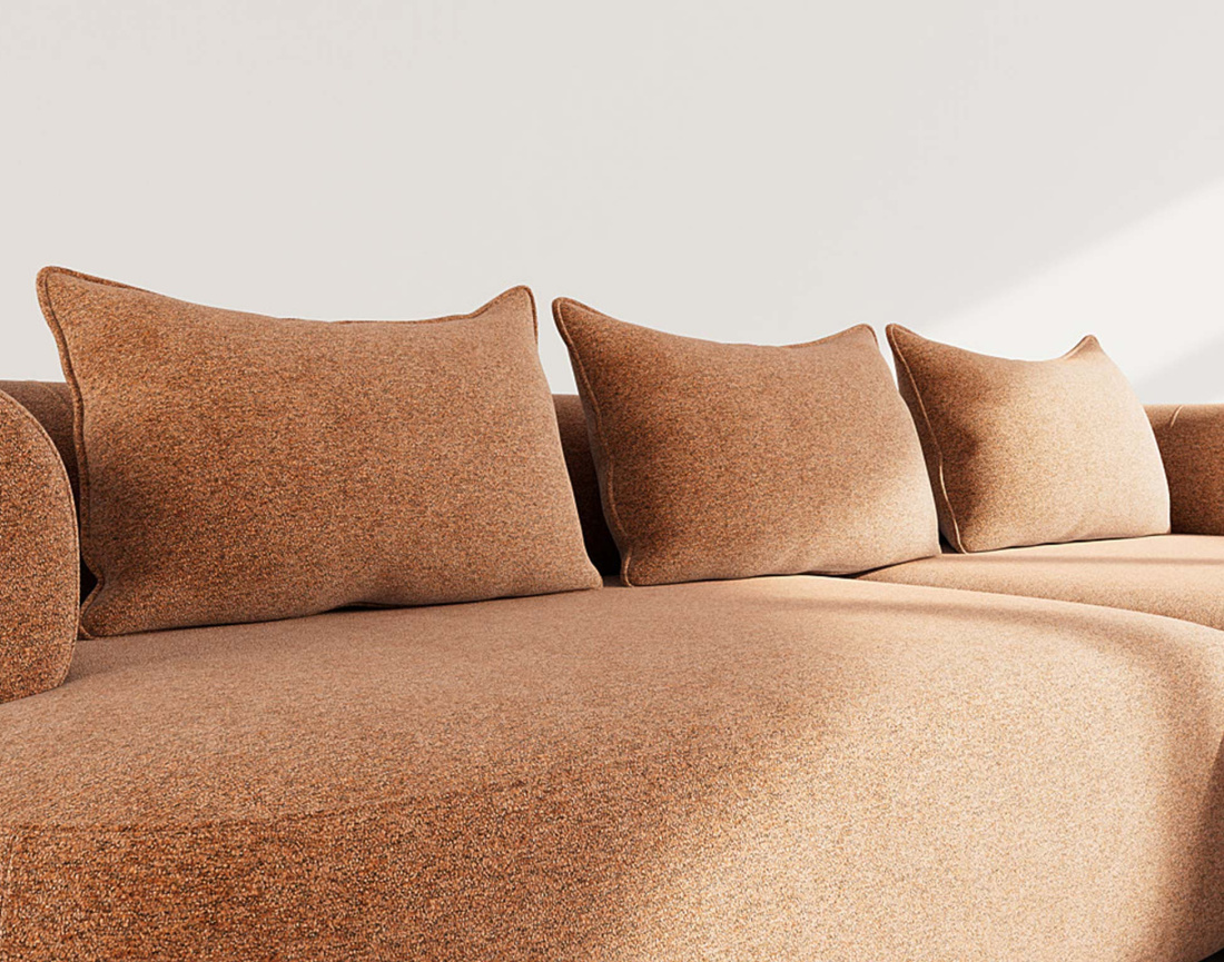 Angela - canapé d'angle droit 4 places en velours texturé