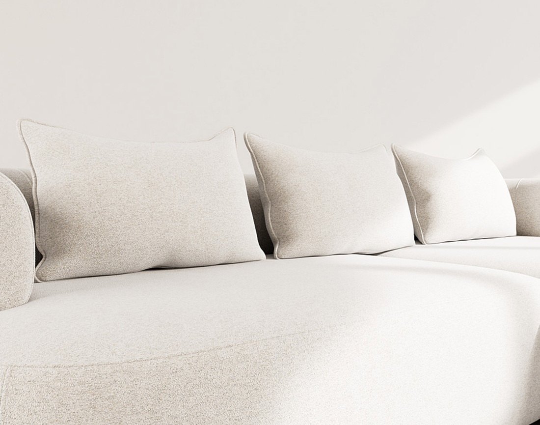 Angela - canapé d'angle droit 4 places en velours texturé