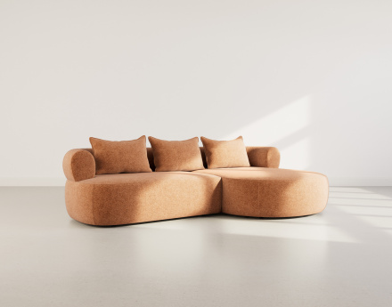 Angela - canapé d'angle droit 4 places en velours texturé