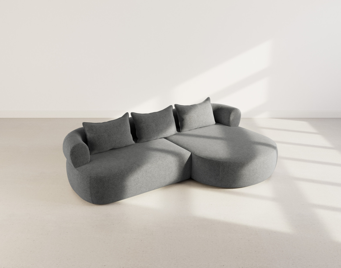 Angela - canapé d'angle droit 4 places en velours texturé