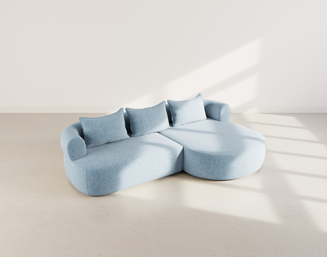 Angela - canapé d'angle droit 4 places en velours texturé