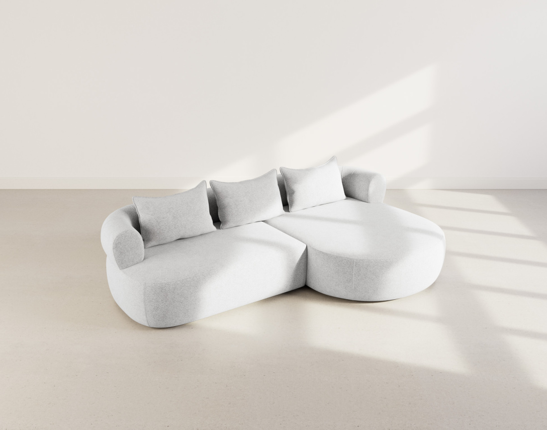 Angela - canapé d'angle droit 4 places en velours texturé