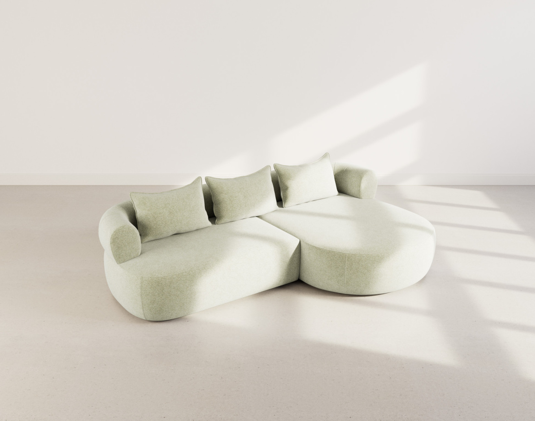 Angela - canapé d'angle droit 4 places en velours texturé