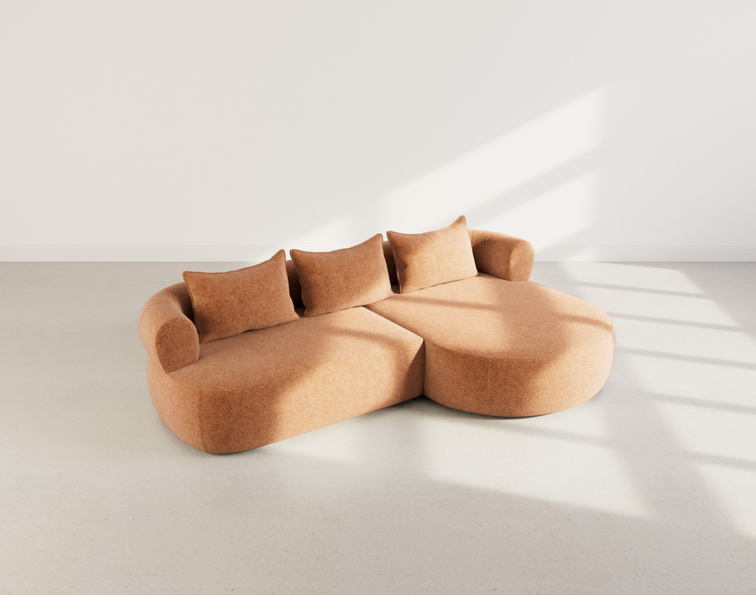 Angela - canapé d'angle droit 4 places en velours texturé