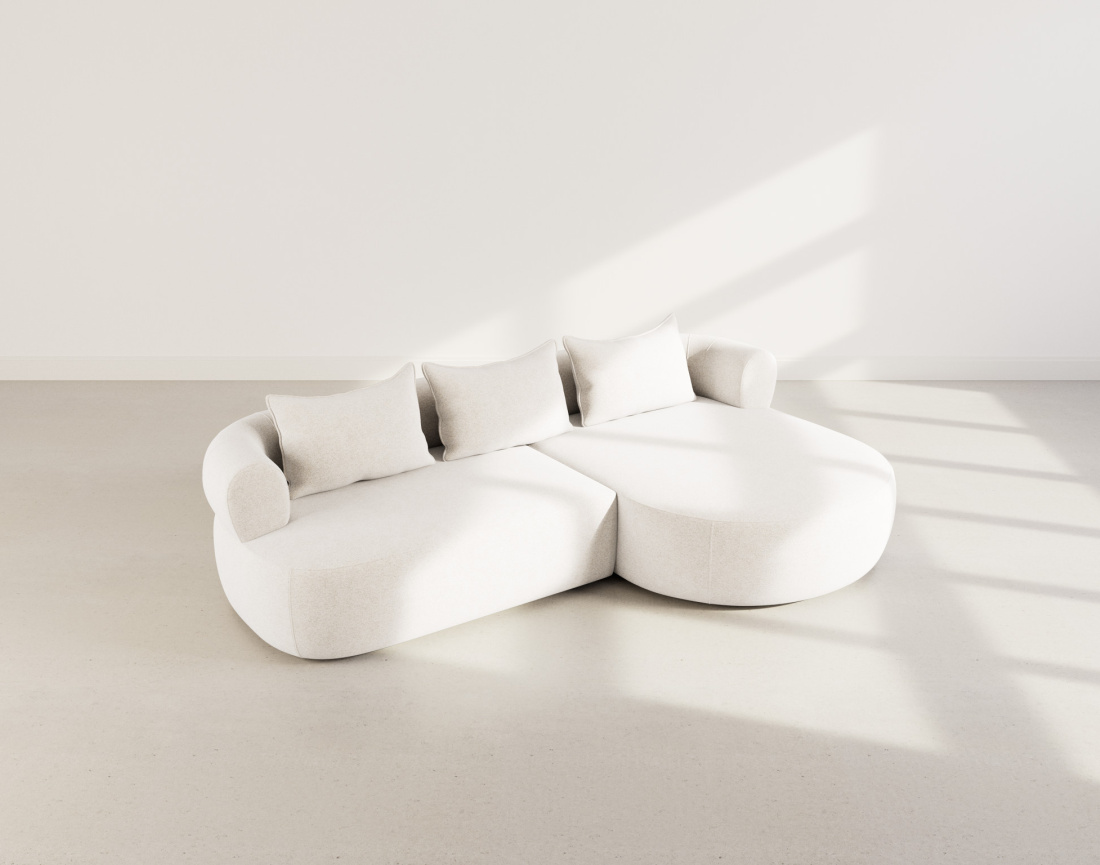 Angela - canapé d'angle droit 4 places en velours texturé