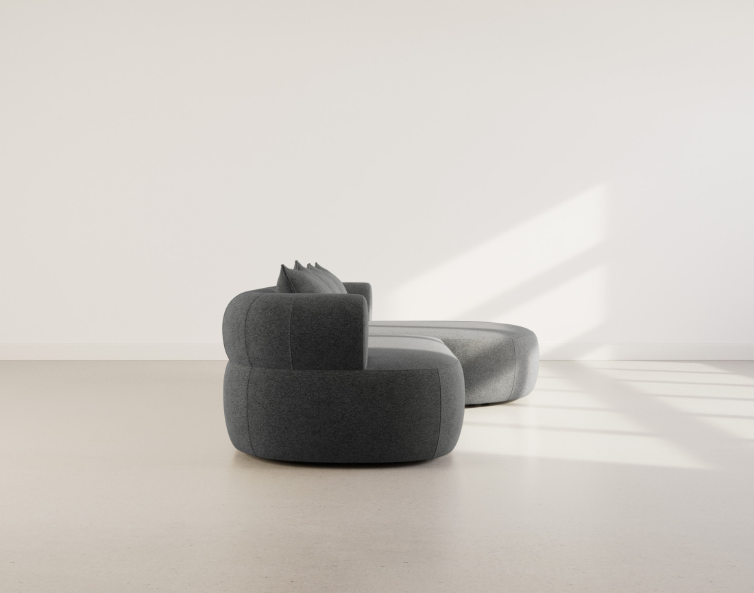 Angela - canapé d'angle droit 4 places en velours texturé