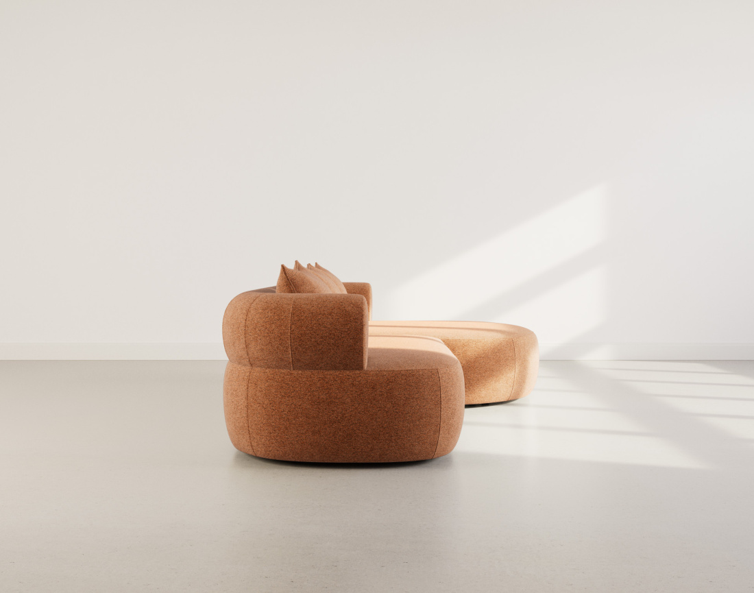 Angela - canapé d'angle droit 4 places en velours texturé