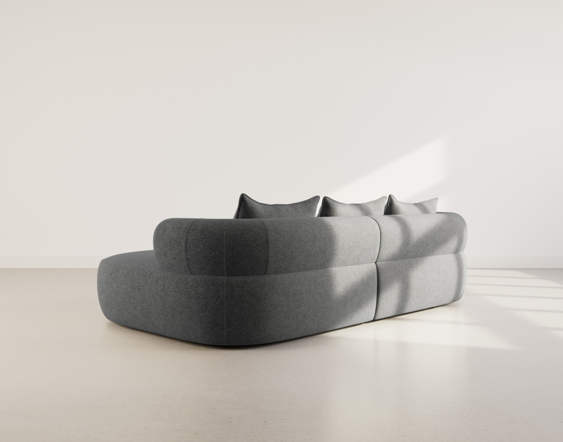 Angela - canapé d'angle droit 4 places en velours texturé