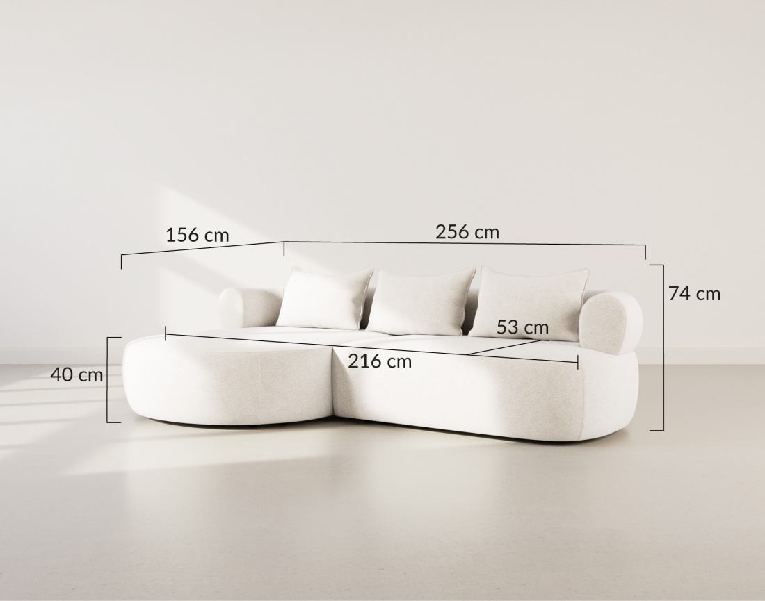 Canapé d'angle gauche 4 places en velours texturé Angela