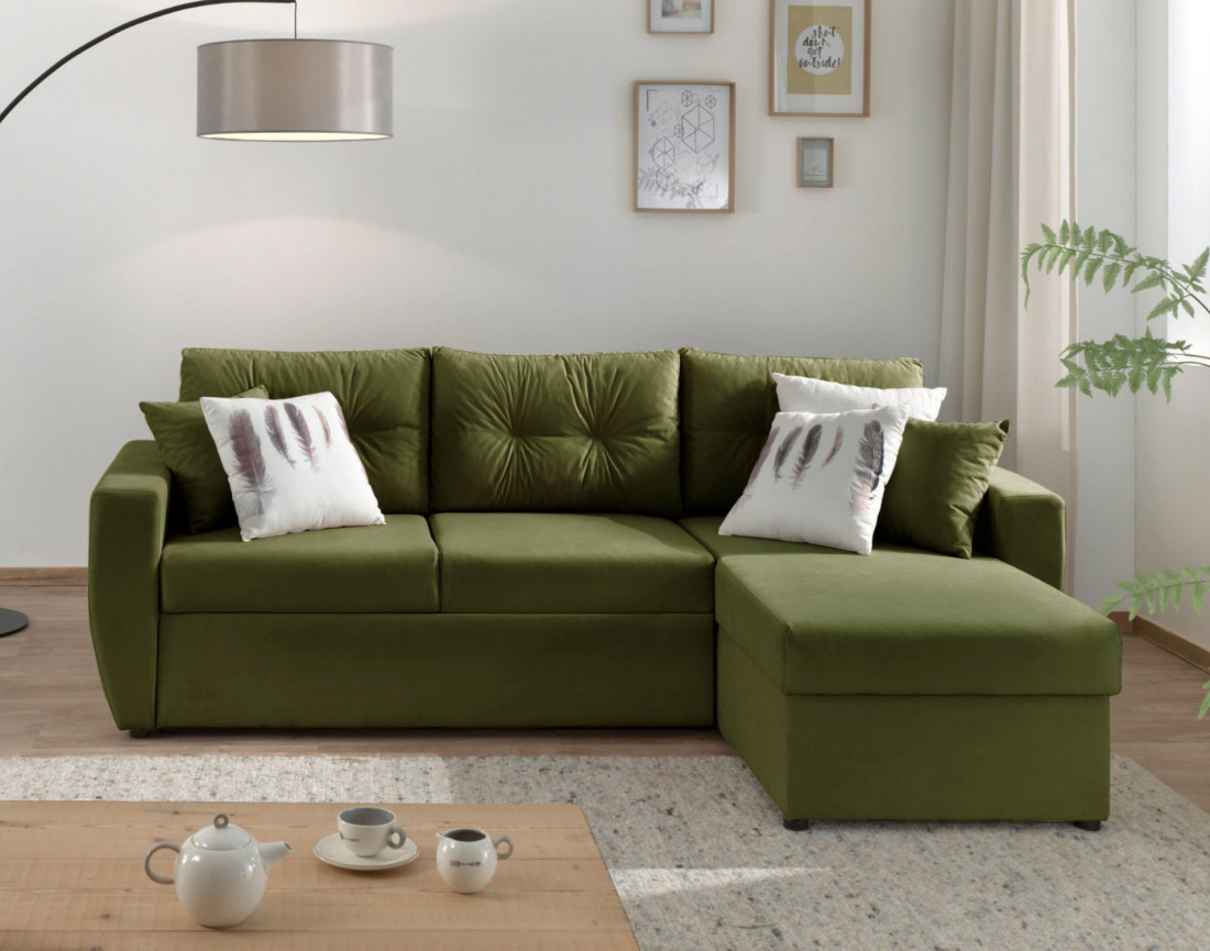 Canapé convertible Astoria 4 places avec coffre - angle réversible