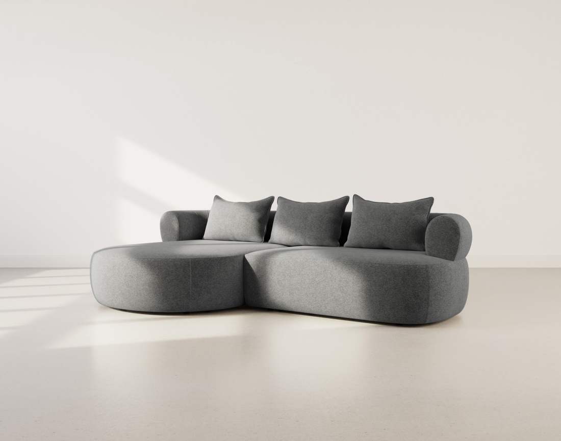 Thumbnail video of the produit Angela - canapé d'angle gauche 4 places en velours texturé