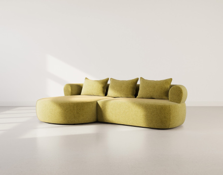 Canapé d'angle gauche 4 places en velours texturé Angela