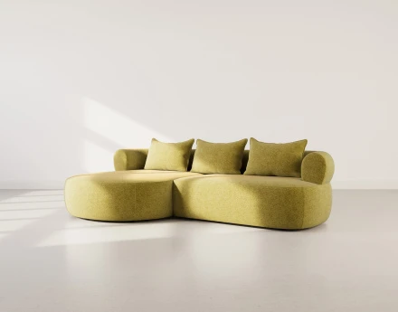 Canapé d'angle gauche 4 places en velours texturé Angela