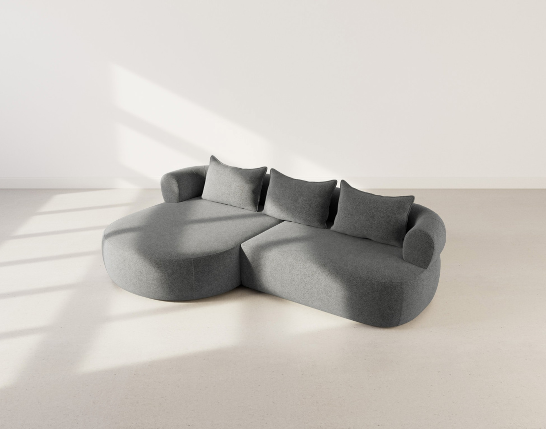 Canapé d'angle gauche 4 places en velours texturé Angela