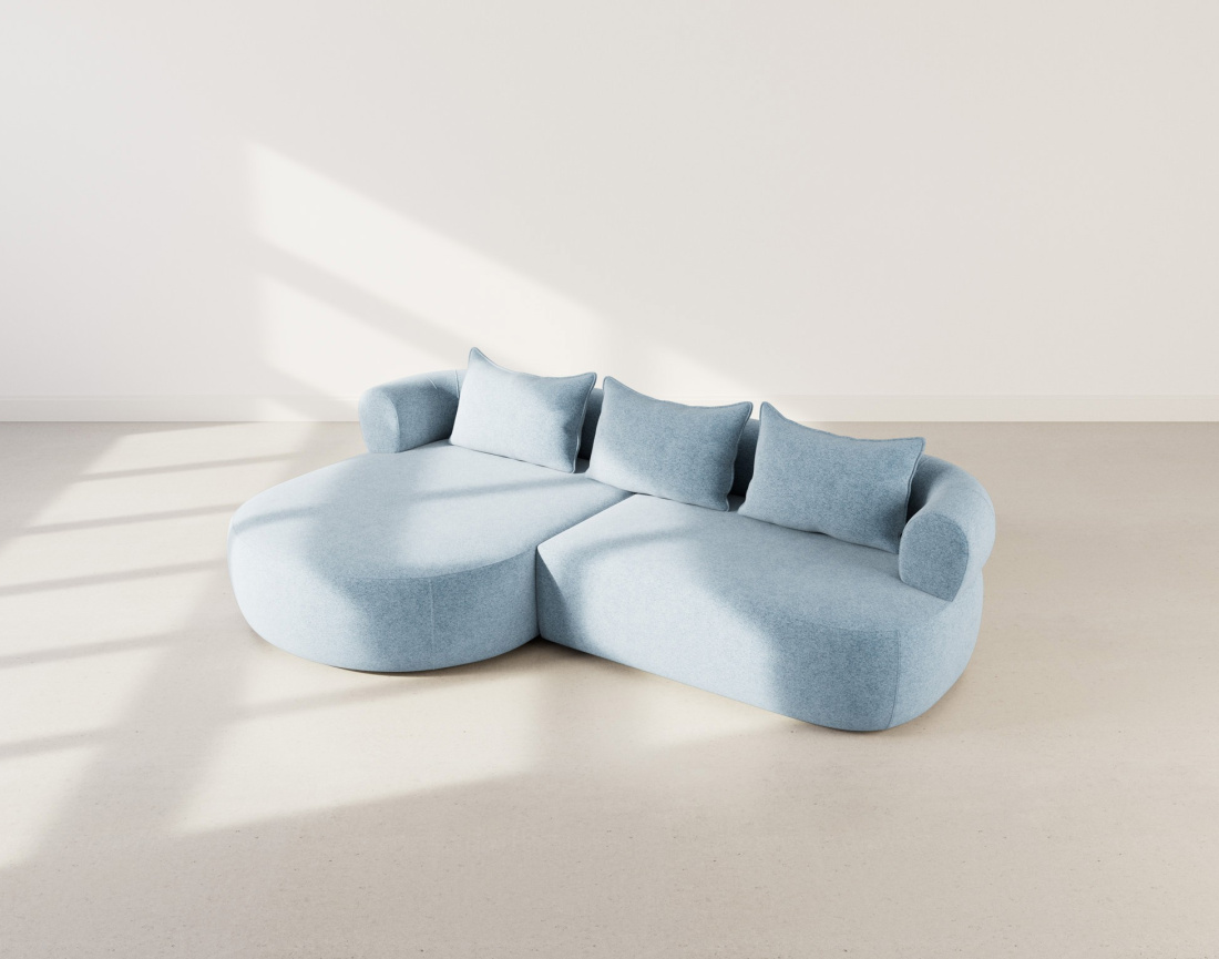 Canapé d'angle gauche 4 places en velours texturé Angela