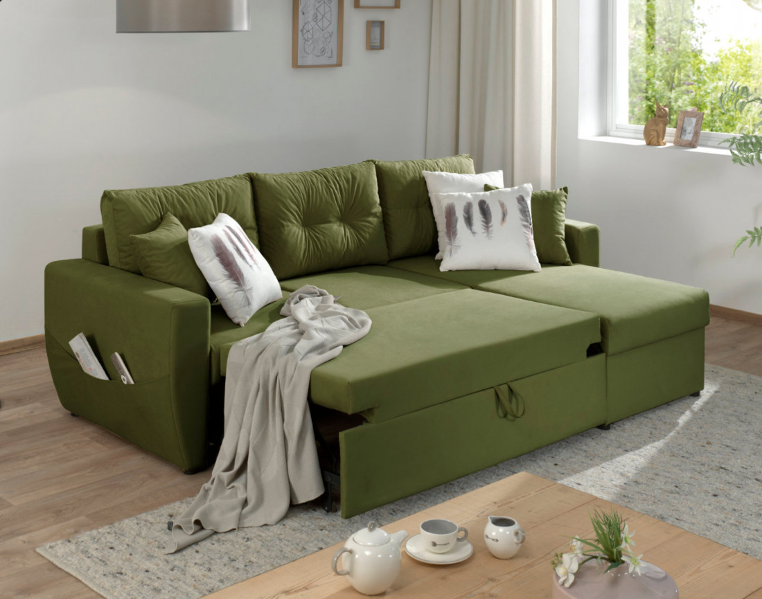 Canapé convertible Astoria 4 places avec coffre - angle réversible