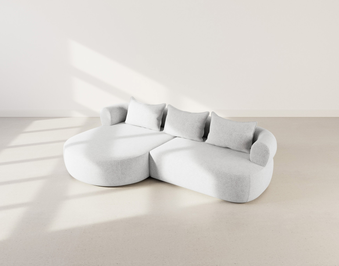 Canapé d'angle gauche 4 places en velours texturé Angela