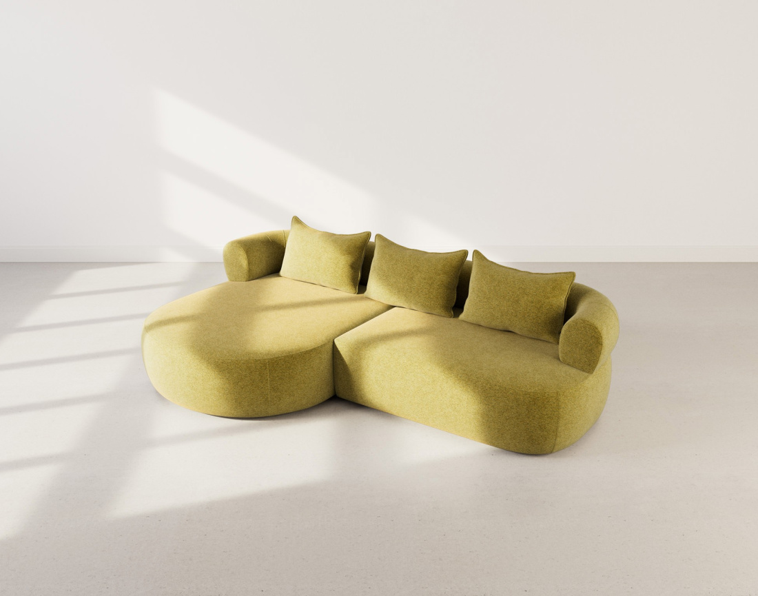 Canapé d'angle gauche 4 places en velours texturé Angela