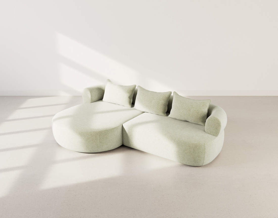 Canapé d'angle gauche 4 places en velours texturé Angela