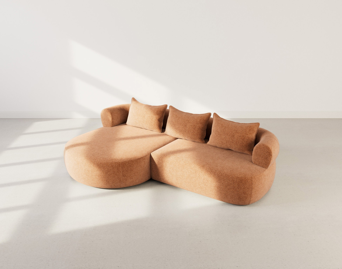 Canapé d'angle gauche 4 places en velours texturé Angela