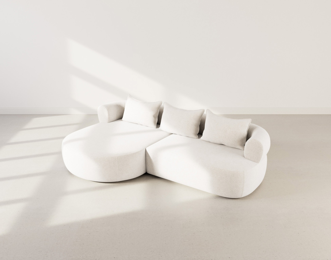 Canapé d'angle gauche 4 places en velours texturé Angela