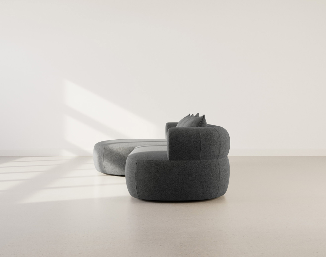 Canapé d'angle gauche 4 places en velours texturé Angela