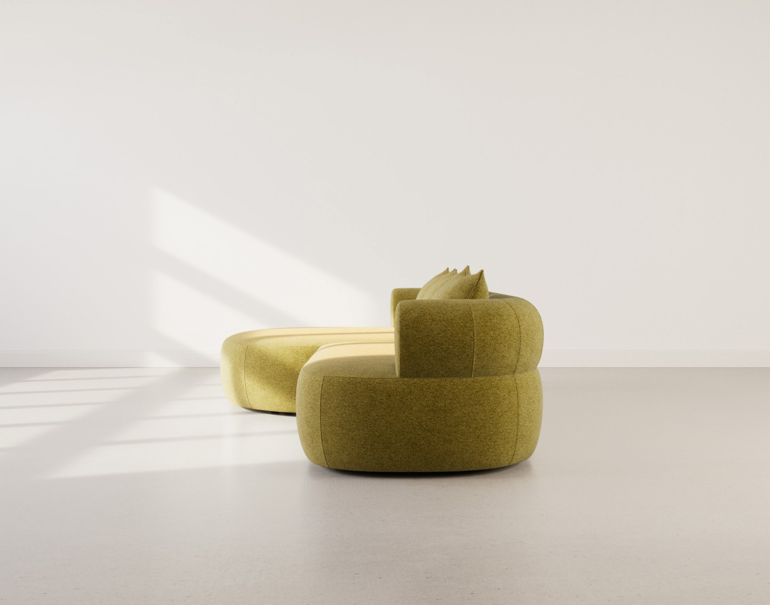 Canapé d'angle gauche 4 places en velours texturé Angela